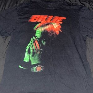 Black Billie Eilish Graphic T-Shirt with Red and Green Design